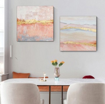 Dyptych Gold Pink 02 wall decor Oil Paintings